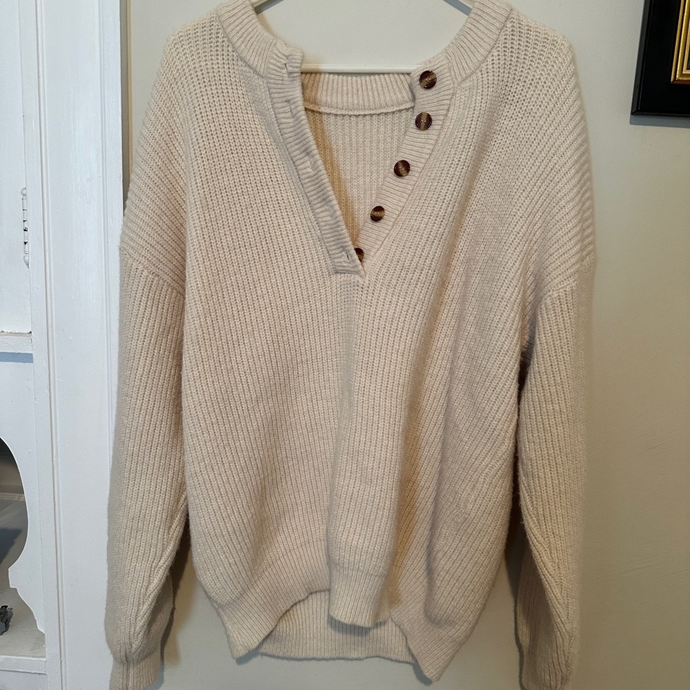Cozy Cream Button-Up Sweater
